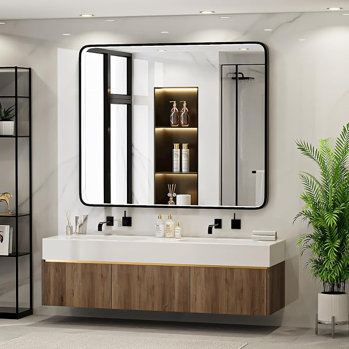43X36 Inch Black LED Bathroom Mirror - Image 2