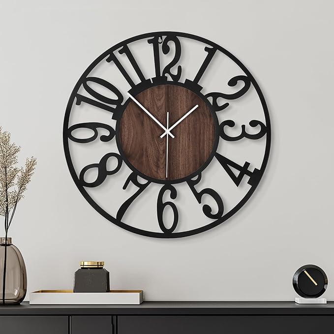 20'' Silent Wall Clock with Night Light, Glow in The Dark Decorative Wall Clock - Image 6
