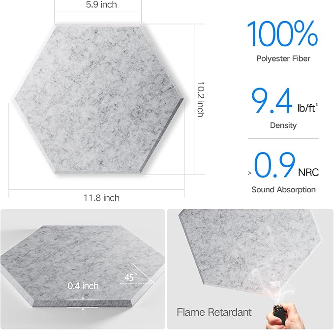18 Pack Self-adhesive Acoustic Panels 12" X 10" X 0.4" - Image 3