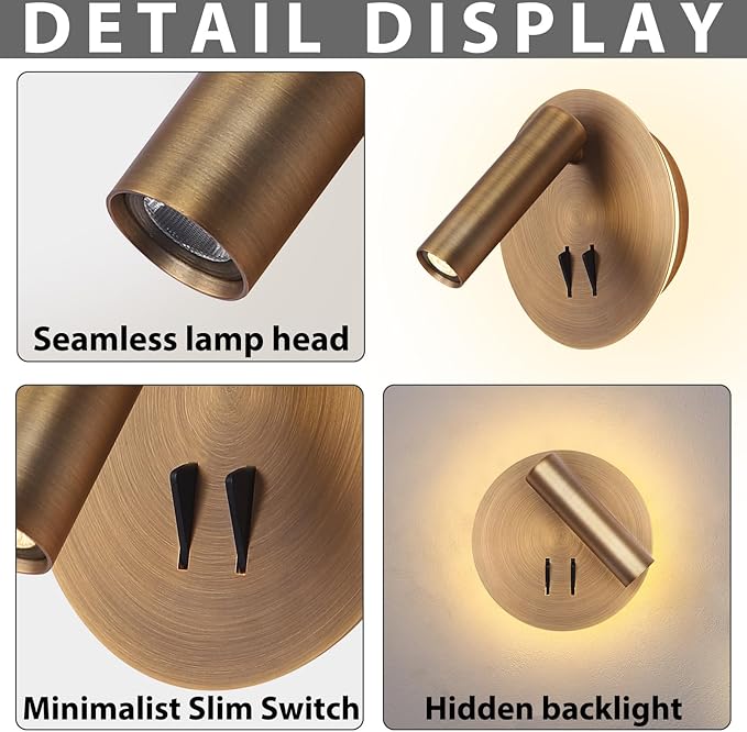 Wall Mount Reading Light for Bed, Backlight Night Wall Lamp, Hardwired Sconce - Image 5