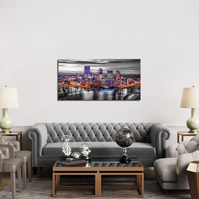 Large Pittsburgh Wall Art Black and White City Skyline Wall Decor - Image 3
