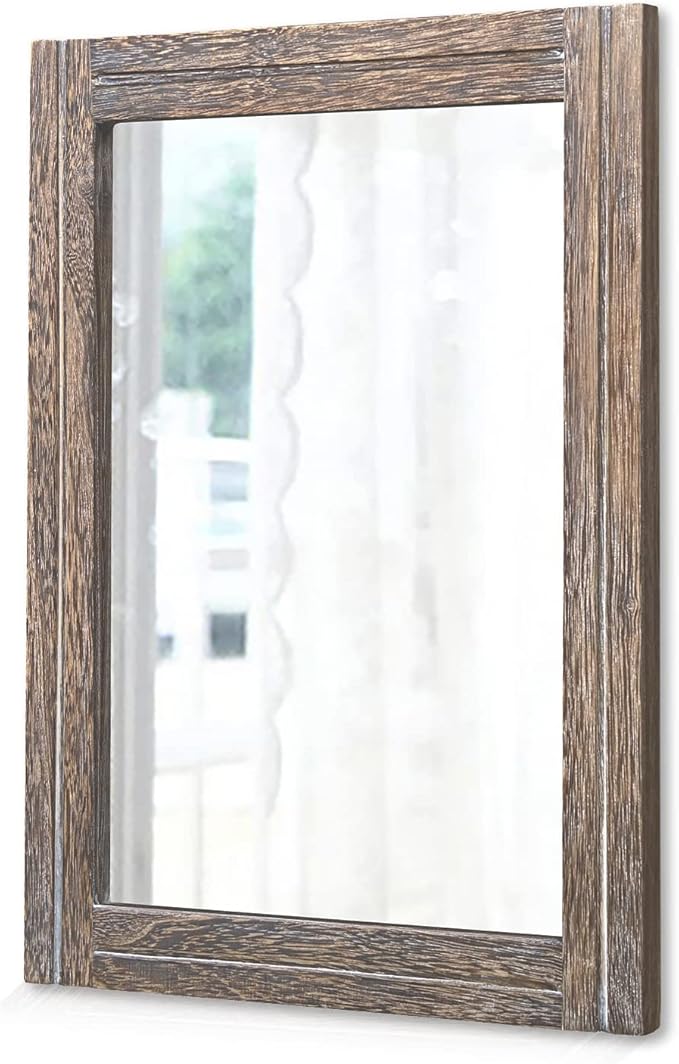 AAZZKANG Mirror with Wood Framed Rectangle Rustic Wall Mirrors Decor Large by AAZZKANG