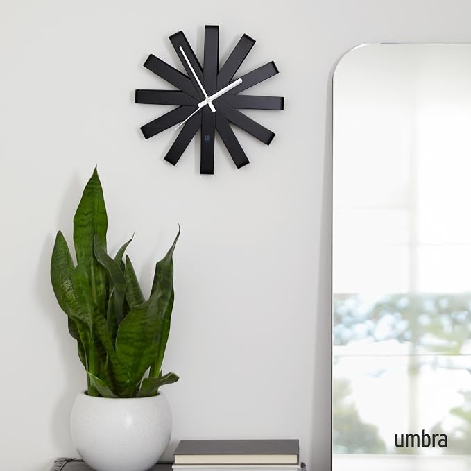 Umbra Ribbon Modern 12" Wall Clock, Silent Non Ticking Battery Operated Quartz - Image 2