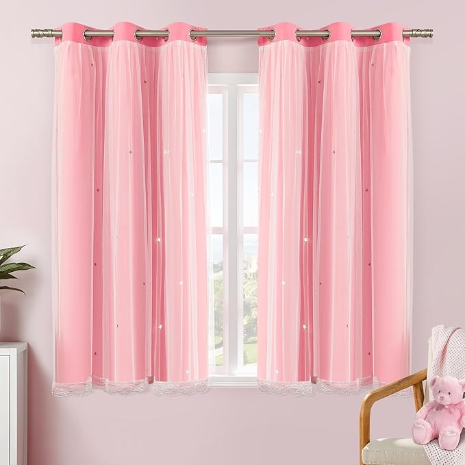 XiDi Pink Curtains for Bedroom, Girls Room Blackout Curtains, Kids Room by Addsomecolortolife
