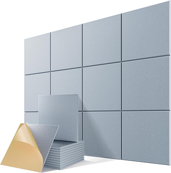 12 Pack Self-Adhesive Acoustic Panels, Soundproof Wall Panels by Lebenforce