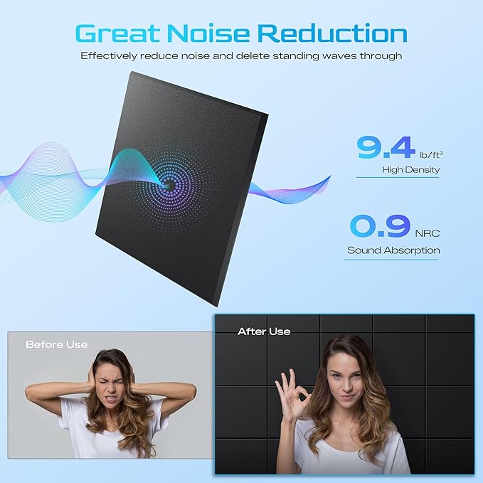 12 Pack Self-Adhesive Acoustic Panels, Soundproof Wall Panels - Image 3