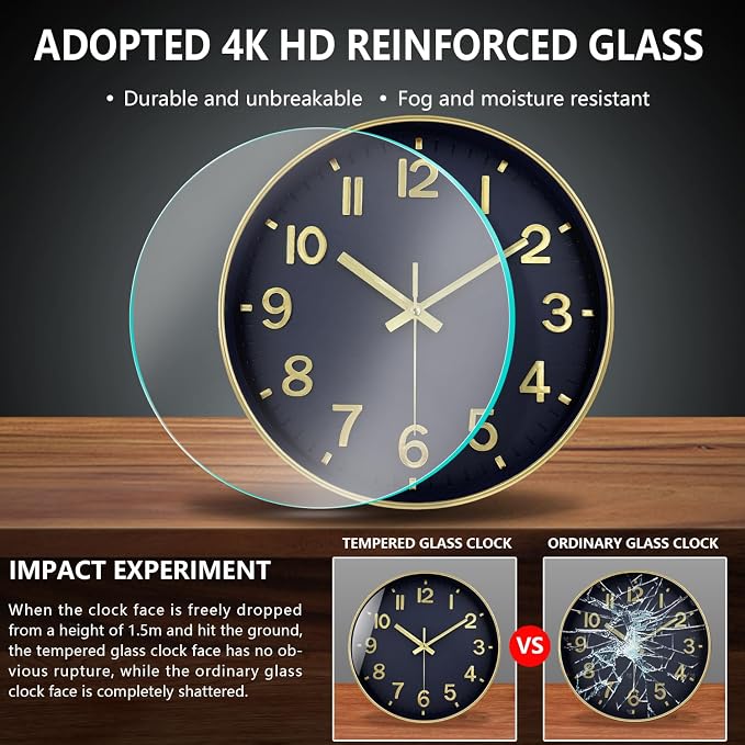 Modern Wall Clock, 10 Inch Digital Wall Clocks Battery Operated, Round Non - Image 5