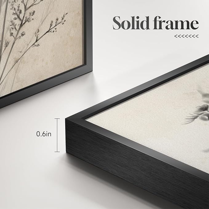 Framed Boho Vintage Botanical Wall Art, 4 Piece Black and White Floral Canvas - Image 6