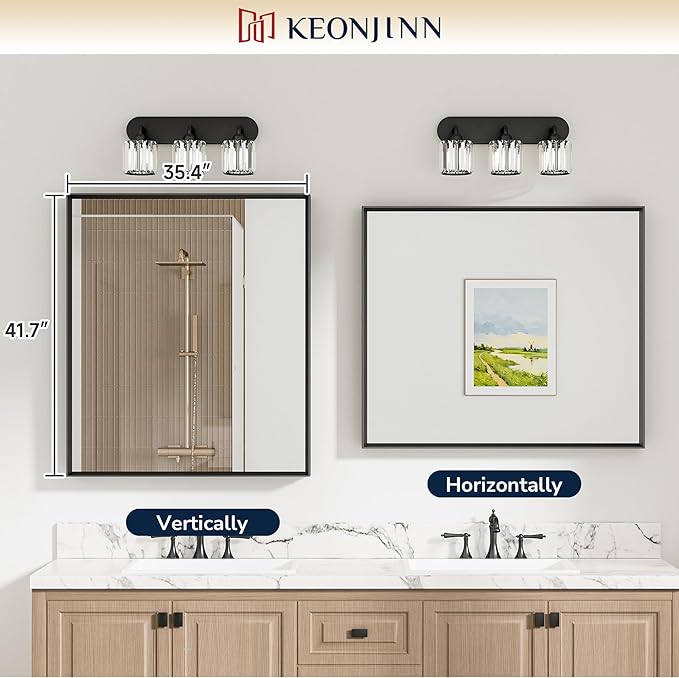 Keonjinn 42 x 36 Inch Brushed Nickel Bathroom Mirrors - Image 5
