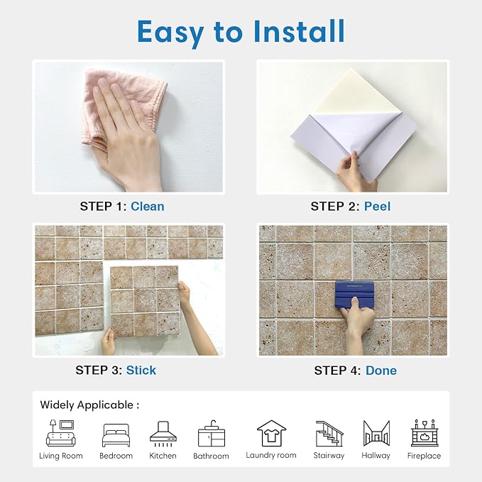 COMSTICKC Peel and Stick Faux Stone Wall Sticker Wall Panels, Not Real Stone - Image 8