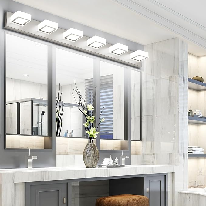 Ralbay Brushed Nickel Bathroom Vanity Lights 48inch Metal Acrylic LED Modern - Image 2
