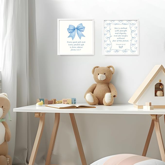 LARTSFRO Coquette Blue Bow Jesus Wall Art Decor Posters, Light Blue Bow - Image 5