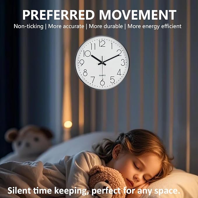Silent Wall Clocks Battery Operated 8 Inch, Analog Wall Clock - Image 4