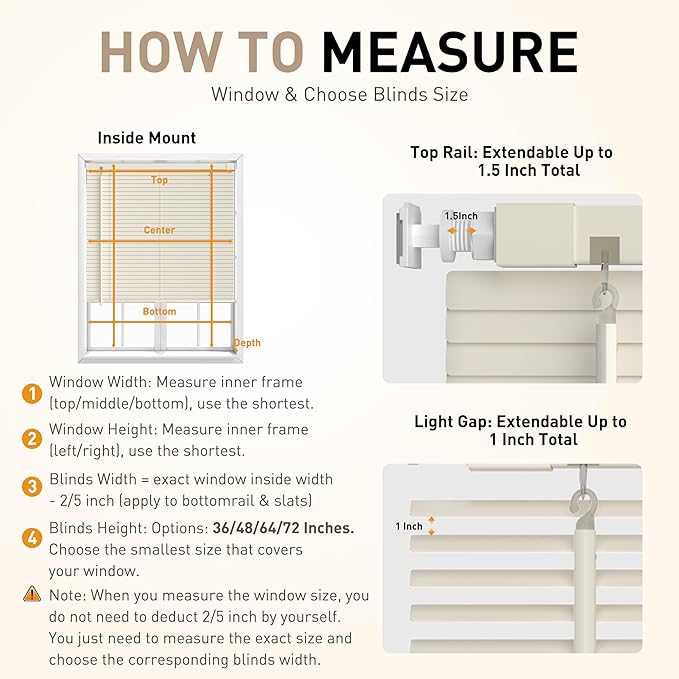 No Drill No Tool 1" Vinyl Mini Blinds, Light Filtering Horizontal Window Blinds - Image 6