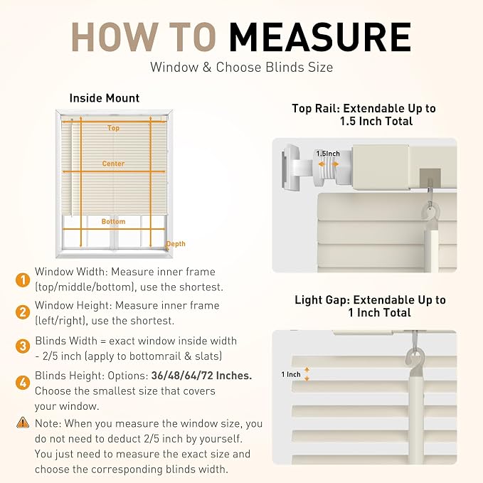 No Drill No Tool 1" Vinyl Mini Blinds, Light Filtering Horizontal Window Blinds - Image 6