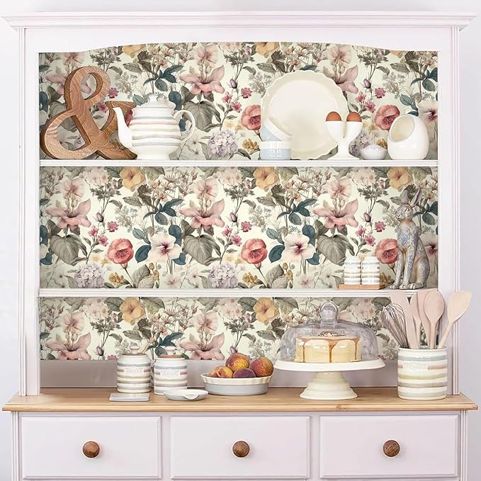 Jeweluck Floral Wallpaper Peel and Stick Vintage Floral Contact Paper Peel and - Image 8