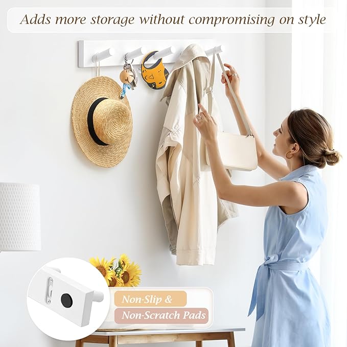 Coat Rack Wall Mount, Wooden Coat Hanger - Image 2