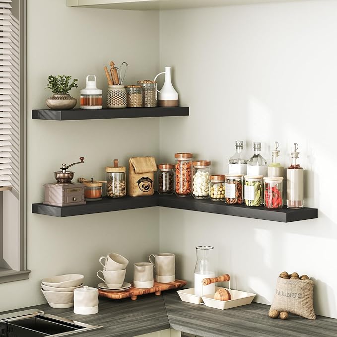 RALGEND Floating Shelves for Wall, 1.5" Thick Wall Shelf Set of 3 - Image 7