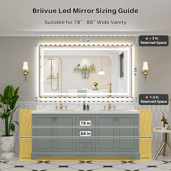 72x40 Inch LED Bathroom Mirror - Image 2