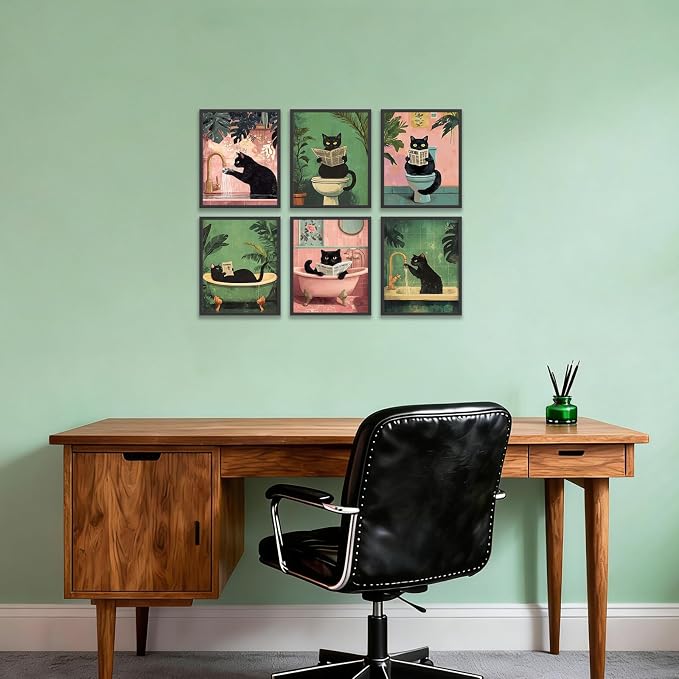 KBKBART Funny Cat Bathroom Wall Art Prints Poster, 8x10 inches - Image 2
