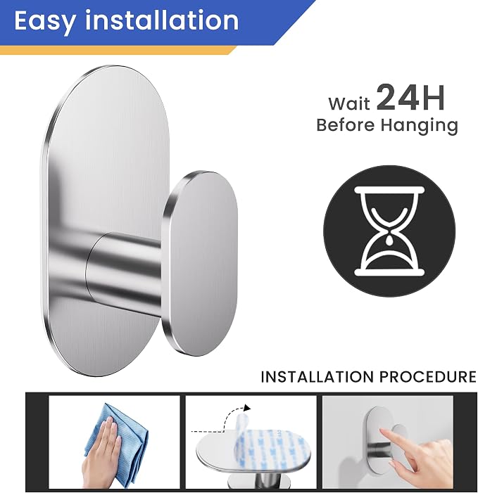 Aikzik Adhesive Towel Hooks - 26LB Heavy Duty Wall Sticky Waterproof Hooks - Image 8