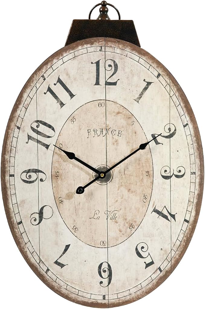 24" H x 18" W Large French Country Oval Wall Clock - Image 4