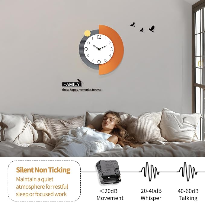 FLEBLE Decorative Wall Clocks Silent Quality Quartz Wall Clock Battery Operated - Image 5