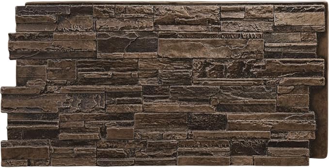 EverStone Cascade Faux Stone Panel, 48 5/8"W x 24 3/4"H x 1 1/4"D, Willow Peak by EkenaMillwork