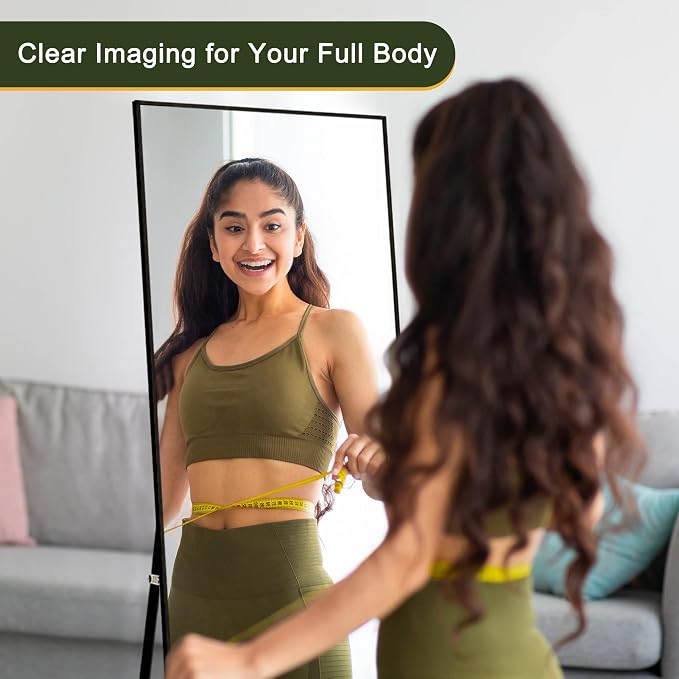 NicBex Full Length Mirror with Stand, Shatter-Proof Glass - Image 3