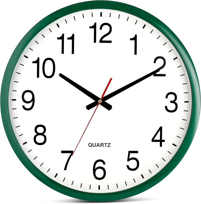 Bernhard Products Hunter Green Wall Clock Silent Non Ticking by BernhardProducts