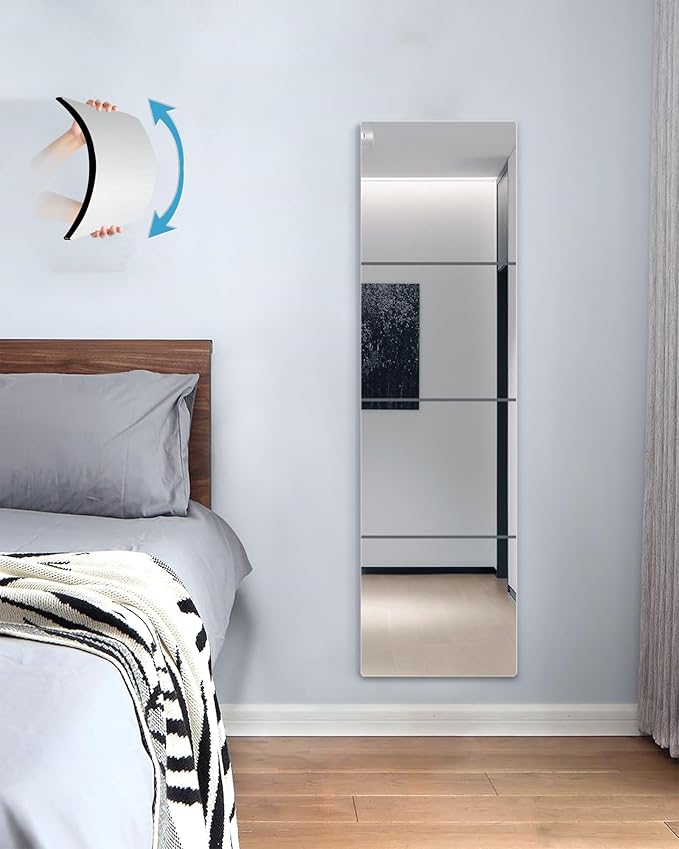 Wall Mirrors for Bedroom Door, Unbreakable Full Length Wall Mirrors Tiles by SAFEE+MRROR
