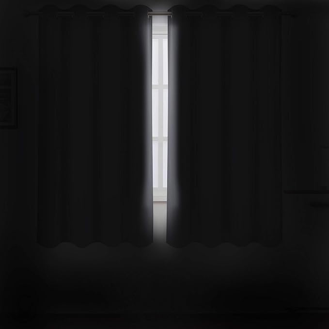 LEMOMO Frost Grey Blackout Curtains/52 x 45 Inch Length Kids Curtains/Set of 2 - Image 3