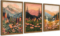 WRFON Botanical and Flower Canvas Wall Art, Framed Mountain Landscape Wall Art by Unknown
