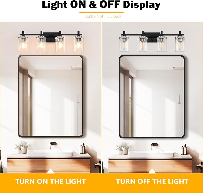 4-Lights Black and Brushed Nickel Vanity Lights - Image 6