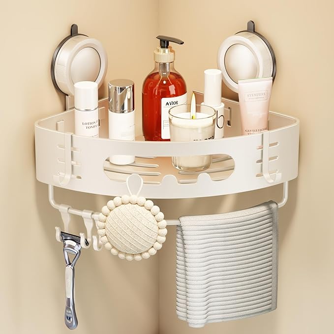 Voldra Corner Shower Caddy Suction Cup, Aluminum Corner Shower Shelves by VOLDRA