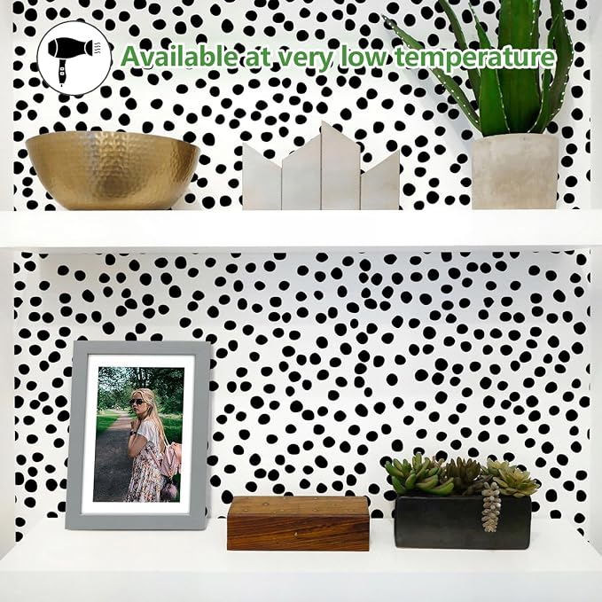 Jeweluck Peel and Stick Wallpaper Polka Dot Wallpaper Stick and Peel 17.7” x - Image 7