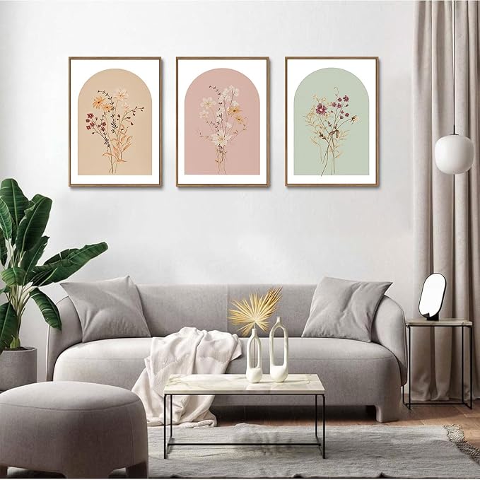 KISSFOX 3 Piece Framed Wall Art Botanical Wall Decor Floral Pictures Wildflower - Image 6
