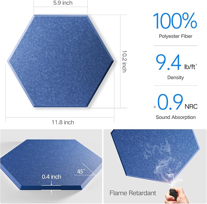 18 Pack Self-Adhesive Acoustic Panels 12" X 10" X 0.4" - Image 3