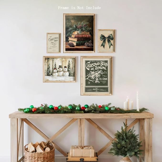 Vodefoad Vintage Dark Green Christmas Prints Set Farmhouse Christmas Gallery - Image 9