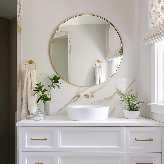 Sunniry Gold Circle Mirror, Round Mirror 20 inch, Round Wall Mirrors - Image 4