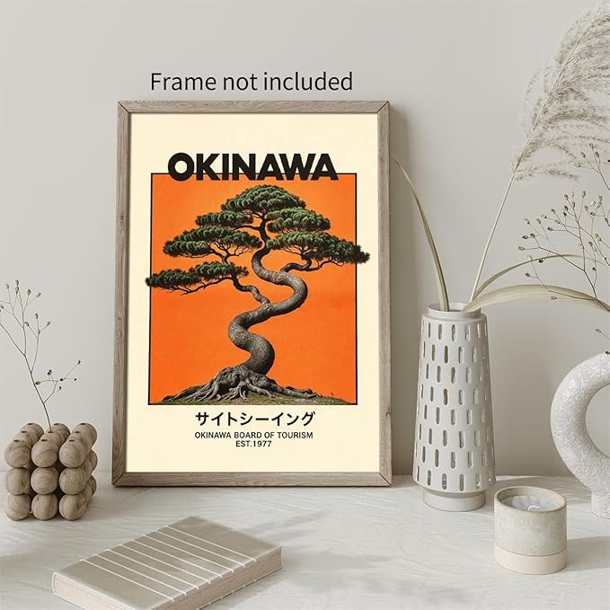 Heltrappe Japanese Canvas Wall Art Okinawa Prints Vintage Japanese Bonsai Tree - Image 4