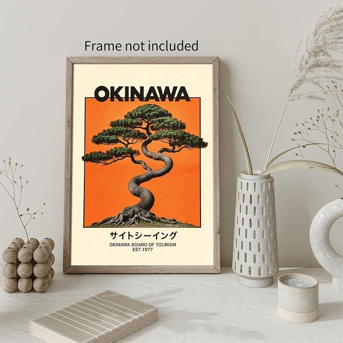 Heltrappe Japanese Canvas Wall Art Okinawa Prints Vintage Japanese Bonsai Tree - Image 4