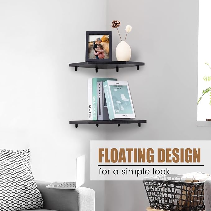 Fun Memories Corner Shelf Wall Mount, Floating Corner Shelves, Rustic Wood Wall - Image 7