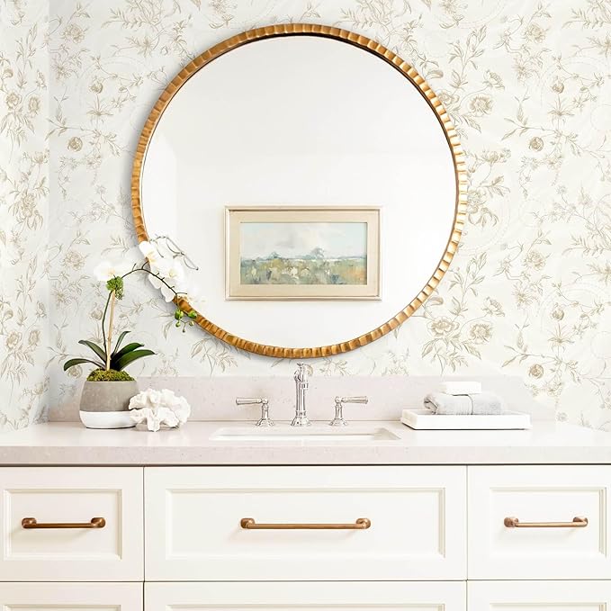 Ismoon Floral Peel and Stick Wallpaper Vintage Beige Stick on Wall Paper French - Image 3
