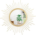 Large Gold Spoked Sunburst Wall Mirror Boho Home Decor Round Wall Art Mirror by HLFMVWE