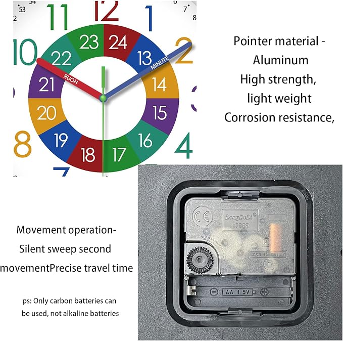 XFM Wall Clock for Kids 16 Inch Kids Teaching Wall Clocks Battery Operated - Image 7