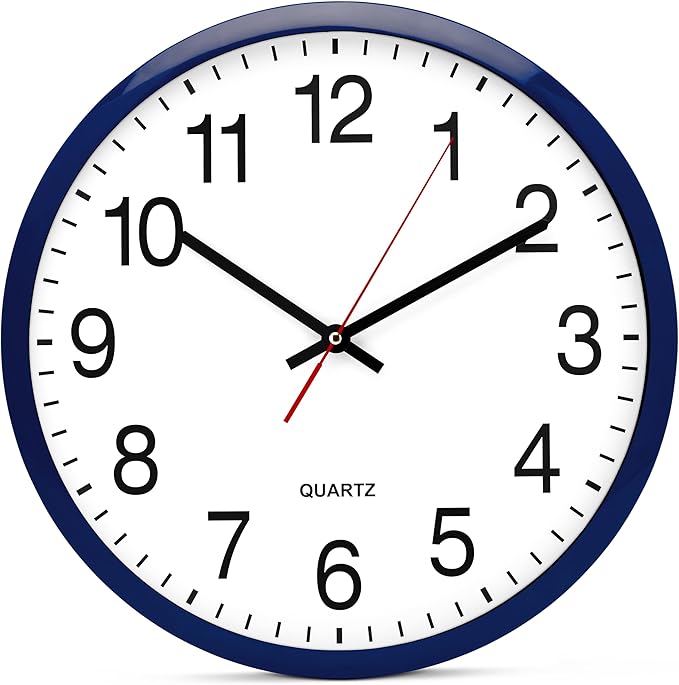 Bernhard Products Navy Wall Clock, Silent Non Ticking by BernhardProducts