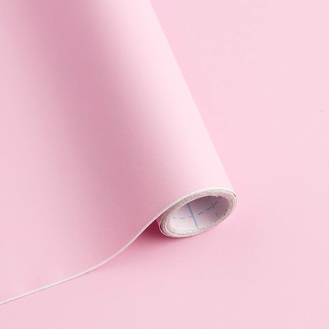 118"x17.7" Pink Peel and Stick Wallpaper Solid Color Contact Paper by SAFIYYA