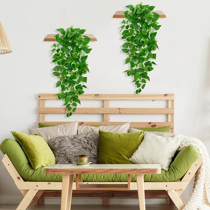 BLEUM CADE 4Pcs Fake Hanging Plants, 9 Branch Artificial Hanging Plant - Image 5