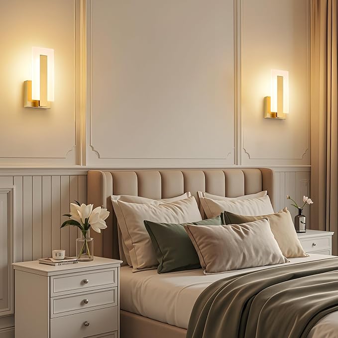 Joosenhouse Modern LED Wall Sconce Set of 2, Brass Warm White Light Wall Sconce - Image 3